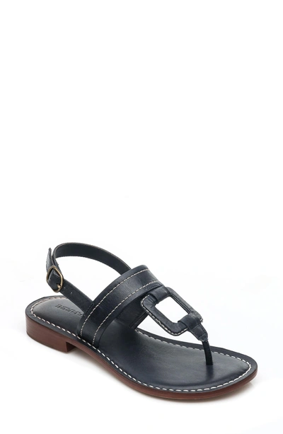 Shop Gucci Tegan Sandal In Navy Leather