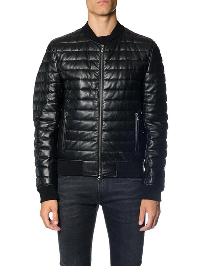 Shop Dolce & Gabbana Quilted Leather Bomber Jacket In Black