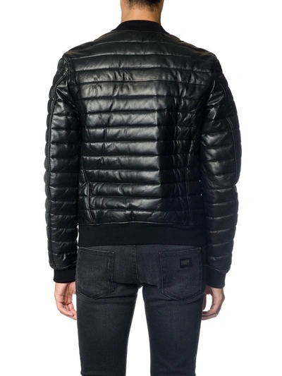 Shop Dolce & Gabbana Quilted Leather Bomber Jacket In Black