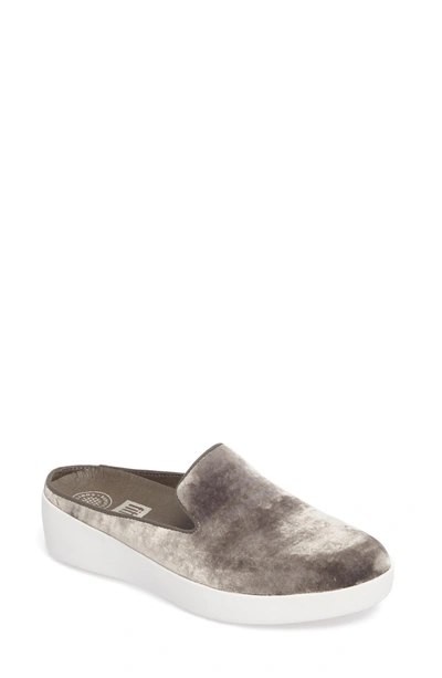 Shop Fitflop Superskate Velvet Mule In Silver