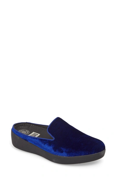 Shop Fitflop Superskate Velvet Mule In Midnight Navy