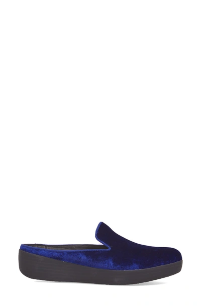 Shop Fitflop Superskate Velvet Mule In Midnight Navy