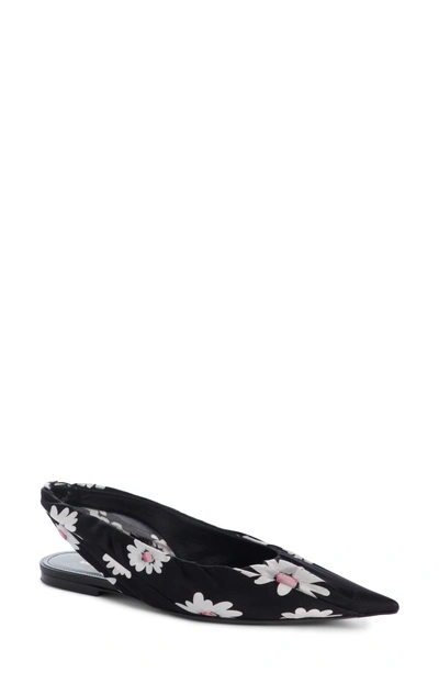 Shop Balenciaga Pointy Toe Slingback Flat In Black/ White