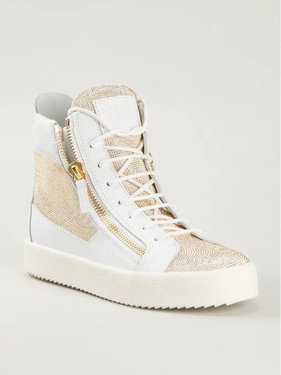 Shop Giuseppe Zanotti Glitter Hi-top Sneakers