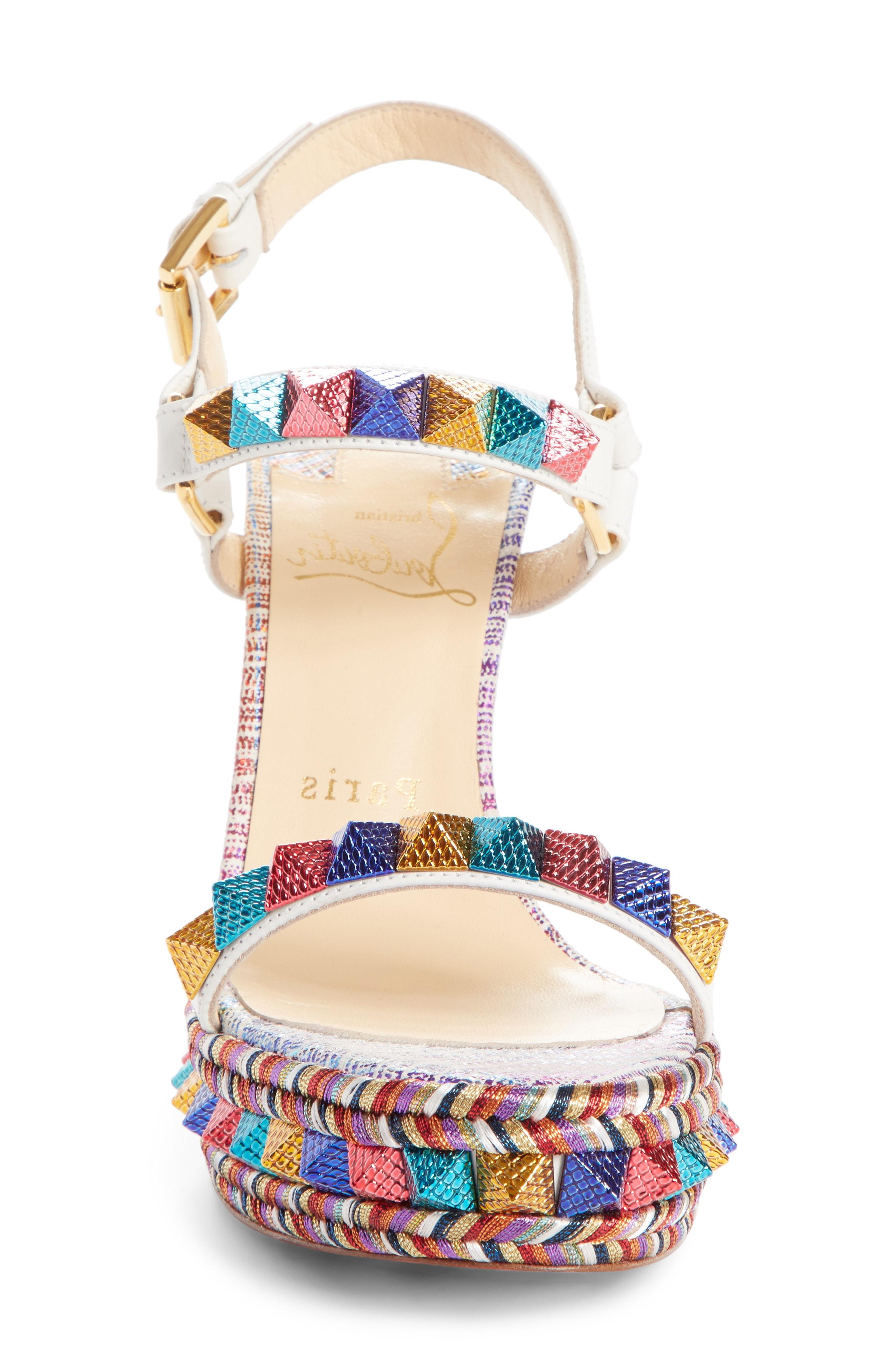 christian louboutin pyraclou denim wedge platform sandals