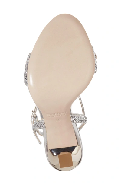 Shop Miu Miu Embellished Ankle Strap Sandal In Silver