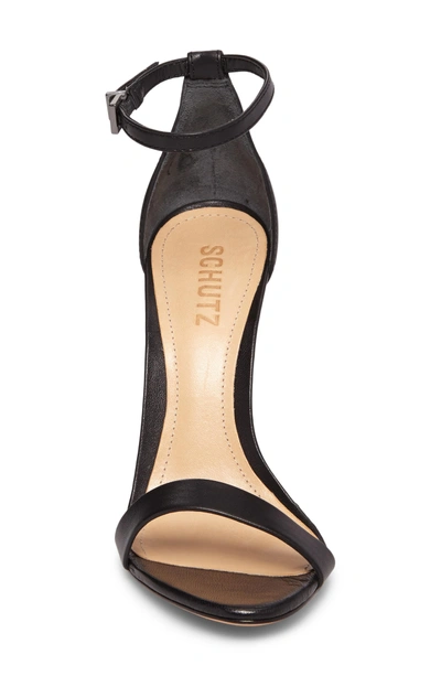 Schutz Cadey Lee Croc-print Stiletto Sandals In Black Leather