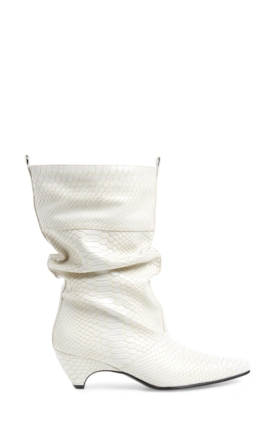 Shop Stella Mccartney Python Embossed Slouch Boot In White