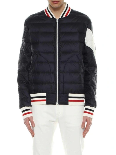 Shop Moncler Bomber Down Jacket In Blu