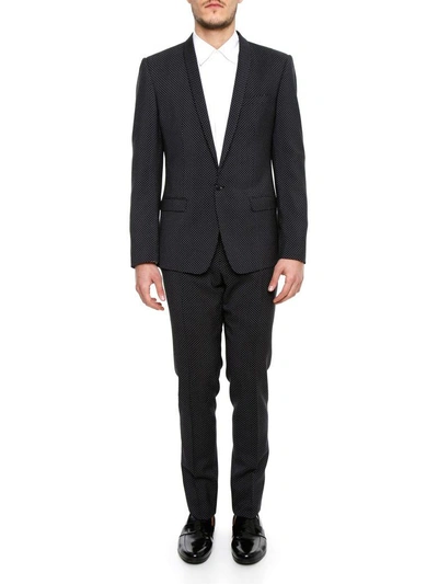 Shop Dolce & Gabbana Two-piece Suit In Pois Bianco Fdo Nerobianco