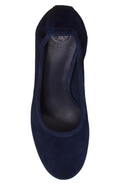 Shop Tory Burch Therese Statement Heel Pump In Royal Navy