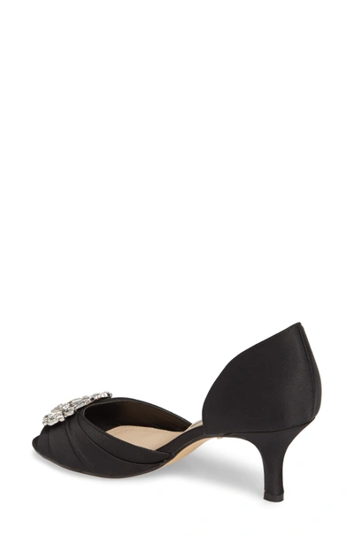 Shop Nina Charisa Open Toe Pump In Black Satin