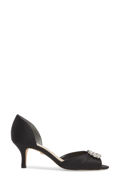 Shop Nina Charisa Open Toe Pump In Black Satin