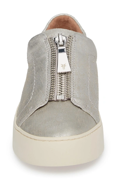 Shop Frye Lena Zip Sneaker In Silver Leather