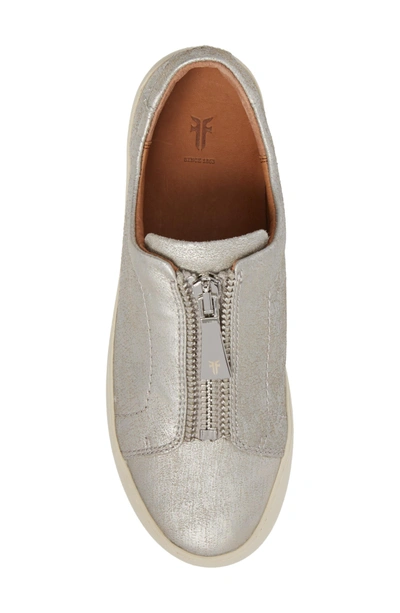 Shop Frye Lena Zip Sneaker In Silver Leather