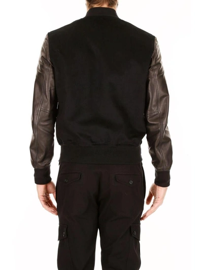 Shop Alexander Mcqueen Fabric And Leather Bomber Jacket In Black Rednero