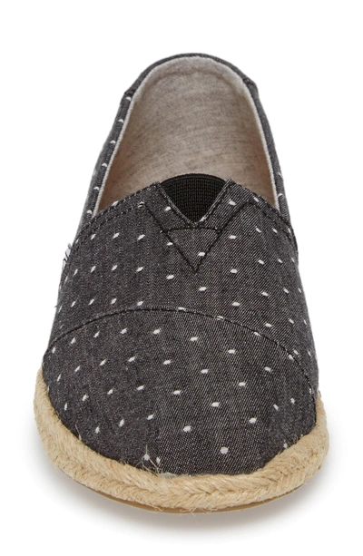 Shop Toms Alpargata Slip-on In Black Dot Chambray Rope Sole