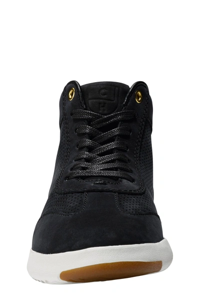 Shop Cole Haan Grandpro High Top Sneaker In Black Nubuck Leather