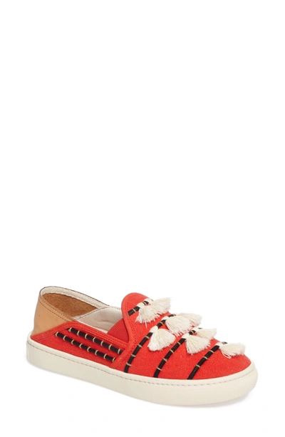Shop Soludos Tassel Slip-on Sneaker In Red/ Beige