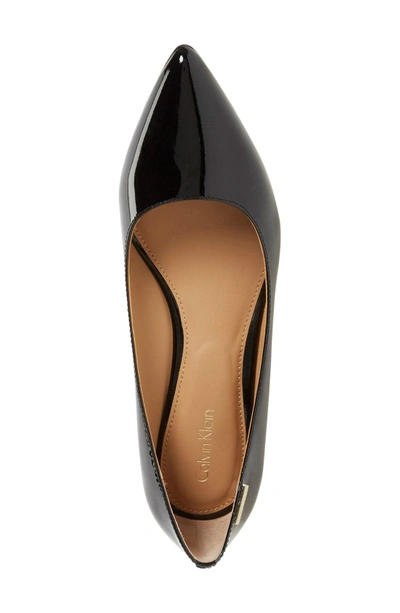 Shop Calvin Klein 'germina' Pointy Toe Wedge In Black Patent Leather