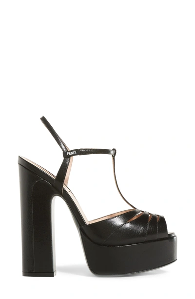 Shop Fendi Duo Platform Sandal In Black