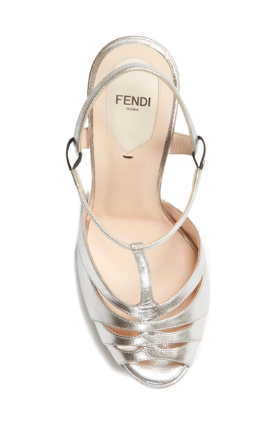 Shop Fendi Duo Platform Sandal In Silver