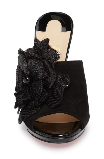 Shop Christian Louboutin Submuline Sequin Flower Mule In Black
