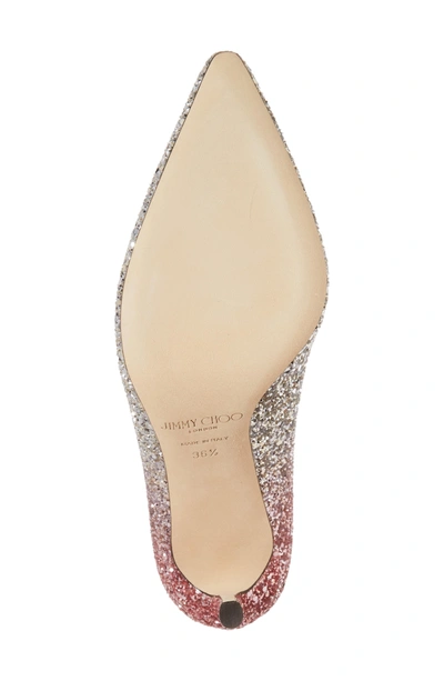 Shop Jimmy Choo Romy Degrade Glitter Pump In Platinum/ Flamingo Pink