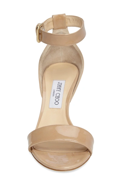 Shop Jimmy Choo Edina Ankle Strap Sandal In Nude Patent