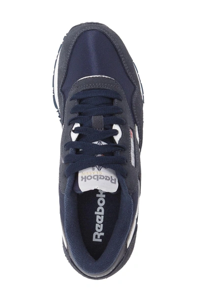 Shop Reebok Classic Nylon Sneaker In Team Navy/ Platinum