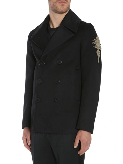 Shop Alexander Mcqueen Embroidered Caban In Nero