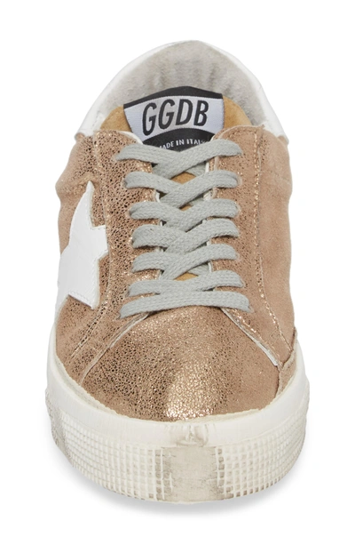 Shop Golden Goose May Metallic Low Top Sneaker In Gold/ White