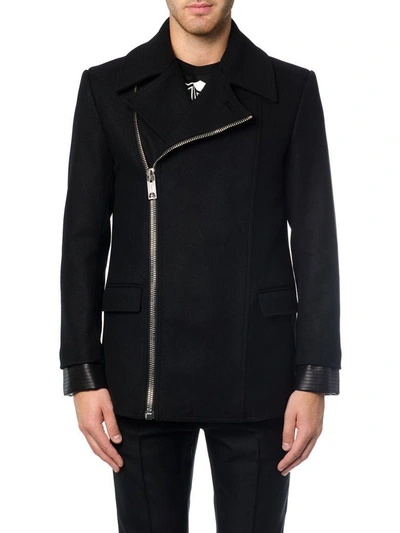 Shop Les Hommes Asymmetric Zip Jacket In Black