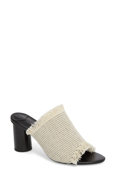 Shop Tony Bianco Woven Mule In White/ Black Osaka Fabric