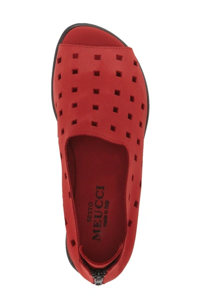 Shop Sesto Meucci 'evonne' Cutout Open-toe Flat In Red Nubuck