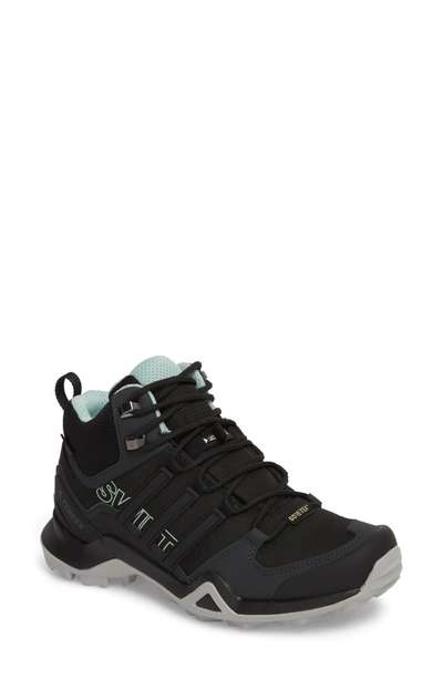 Shop Adidas Originals Terrex Swift R2 Mid Gore-tex Hiking Boot In Black/ Black/ Ash Green