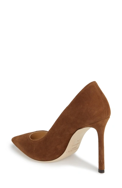 Shop Jimmy Choo 'romy' Pointy Toe Pump In Cacao Brown Suede