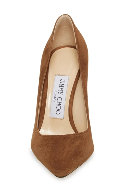 Shop Jimmy Choo 'romy' Pointy Toe Pump In Cacao Brown Suede