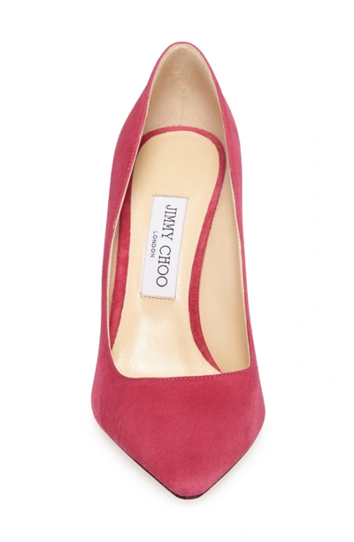 Shop Jimmy Choo 'romy' Pointy Toe Pump In Cerise Suede