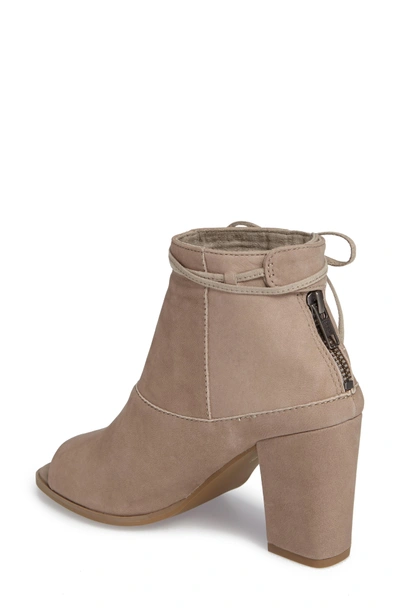 Shop Seychelles Triple Threat Open Toe Bootie In Taupe Leather