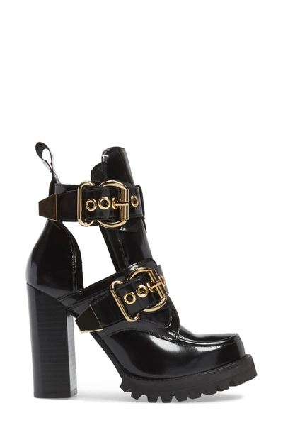 Shop Jeffrey Campbell Craven Buckle Strap Bootie In Black Box-gold