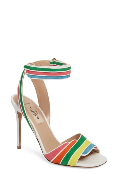 Shop Valentino Rainbow Sandal In White Multi