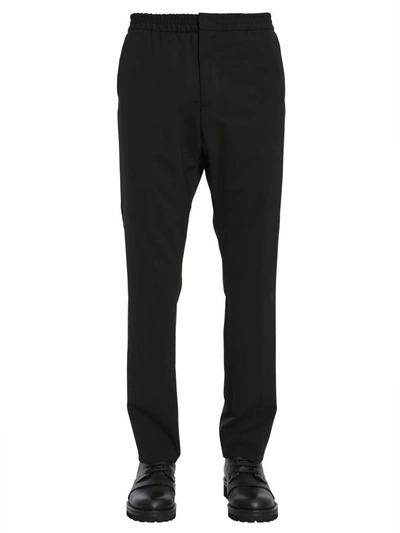 Shop Tommy Hilfiger Wool Blend Trousers In Nero