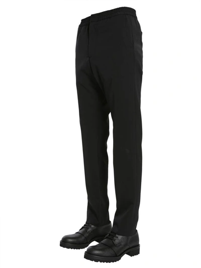 Shop Tommy Hilfiger Wool Blend Trousers In Nero