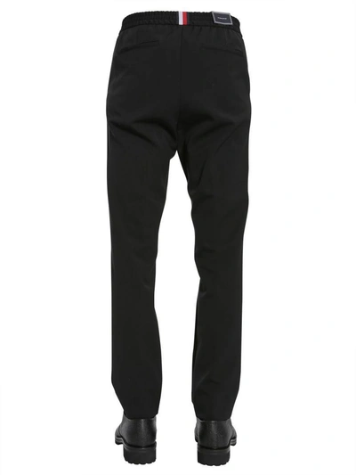 Shop Tommy Hilfiger Wool Blend Trousers In Nero