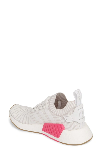 Shop Adidas Originals Nmd R2 Primeknit Athletic Shoe In White/ White/ Shock Pink