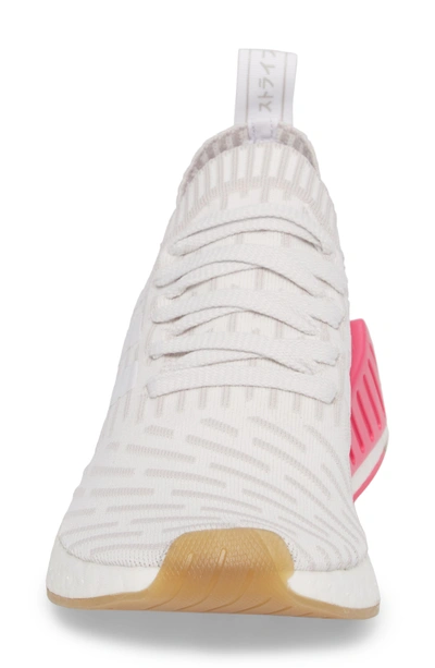 Shop Adidas Originals Nmd R2 Primeknit Athletic Shoe In White/ White/ Shock Pink