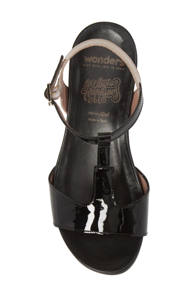 Shop Wonders Wedge Sandal In Black/ Taupe Leather