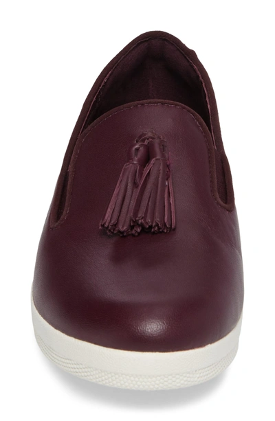 Shop Fitflop Tassle Superskate Wedge Sneaker In Deep Plum Leather