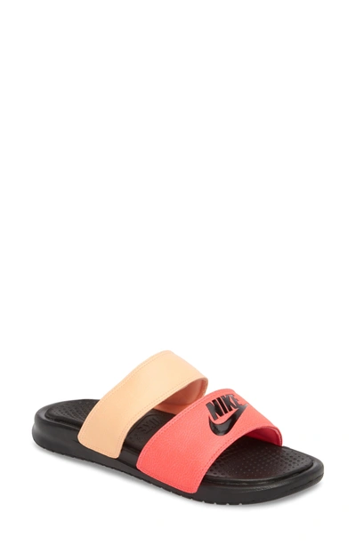 Shop Nike 'benassi - Ultra' Slide Sandal In Pink/ Black/ Sunset